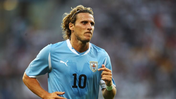 Diego Forlan in action for Uruguay against Germany in 2011