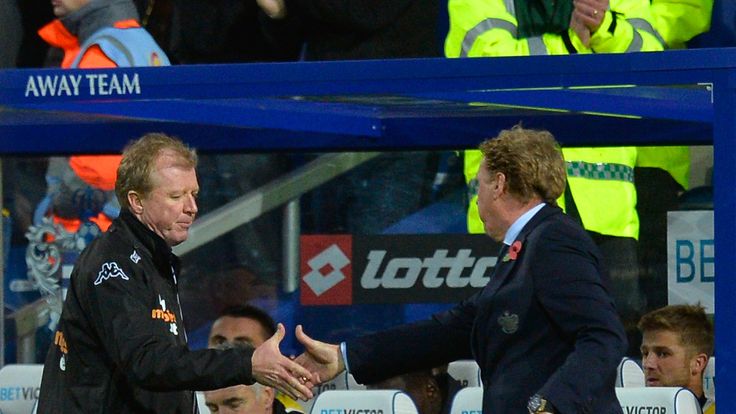 Harry Redknapp manager of Queens Park Rangers and Steve McClaren of Manager of Derby County shake hands after the Sky Bet Ch