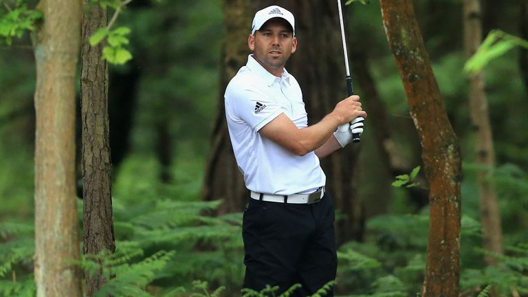 Sergio Garcia in trouble at the 12th hole during his one and only round at Wentworth this week