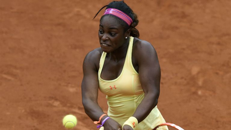 - USAs Sloane Stephens serves to Slovenias Polona Hercog during their French tennis Open second round match at the Roland Garros stadium in Paris