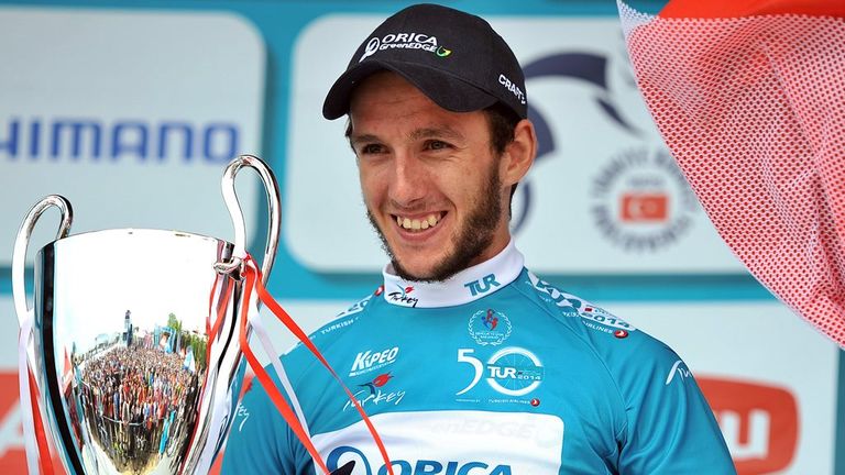 Adam Yates on the podium after the final stage of the 2014 Tour of Turkey