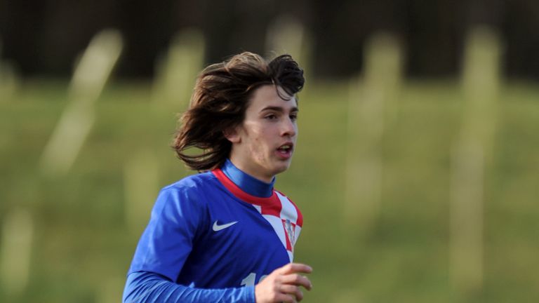 BURTON UPON TRENT, ENGLAND - MARCH 3:  Andrija Balic of Croatia during the U18 International friendly match between England and Croatia at St Georges Park 