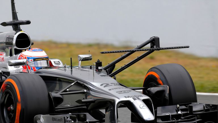 Jenson Button with an aero sensor on the McLaren