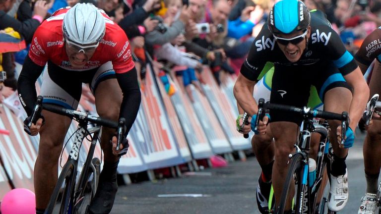Marcel Kittel beats Ben Swift to win stage three of the 2014 Giro d'Italia