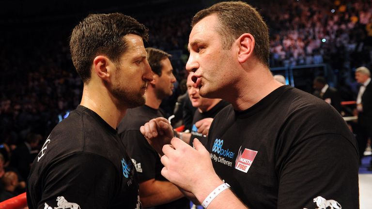 Carl Froch chats with trainer Rob McCracken