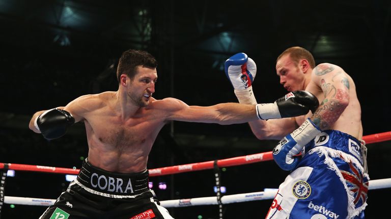 Carl Froch in action against George Groves during their IBF and WBA World Super Middleweight title fight