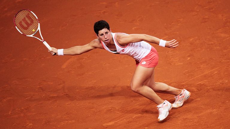 Carla Suarez Navarro at Porsche-Arena on April 24, 2014 in Stuttgart, Germany.