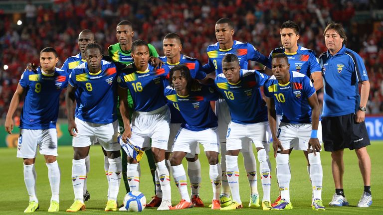 The Ecuadorean national football team poses before their Brazil 2014 FIFA World Cup South American qualifier match against Chile, in Santiago, on October 1