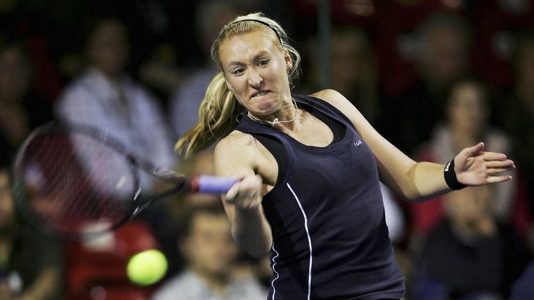 NOVEMBER 25 2006: Elena Baltacha of Scotland in action against Katie O'Brien of England during the Aberdeen Tennis Cup 