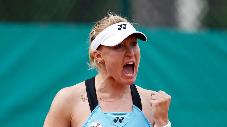 MAY 26 2011:  Elena Baltacha of Great Britain celebrates a point during the French Open round two match against Vania King 