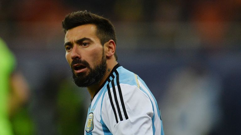 Ezequiel Lavezzi of Argentina reacts during the International friendly football match Romania vs Argentina in Bucharest, Romania on March 5, 2014. AFP PHOT