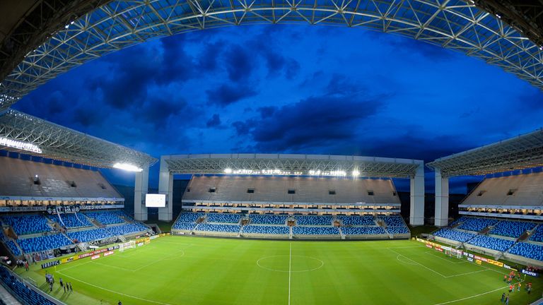 CUIABA, BRAZIL - APRIL 02:  General view of Arena Pantanal Stadium before the match between Santos and Mixto as part of the Brazil Cup 2014 on April 2, 201