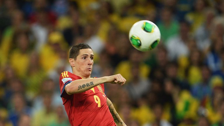 RIO DE JANEIRO, BRAZIL - JUNE 30:  Fernando Torres of Spain in action during the FIFA Confederations Cup Brazil 2013 Final match between Brazil and Spain a