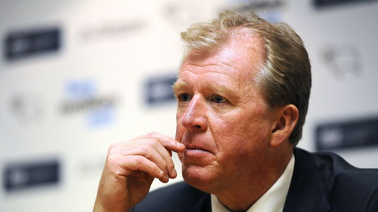 DERBY, ENGLAND - OCTOBER 05:  Manager of Derby County Steve McClaren speaks to the media after the Sky Bet Championship match between Derby County and Leed