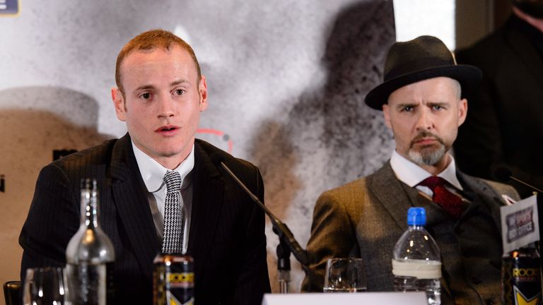 George Groves (L) responds to questions during a press conference at Wembley Stadium on May 29, 2014, 