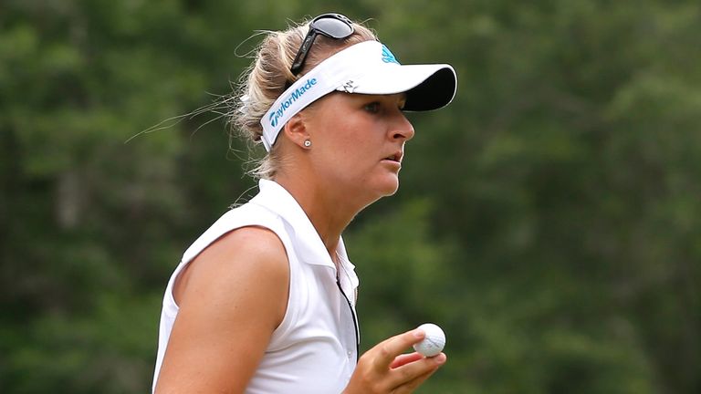 MOBILE, AL - MAY 24:  Anna Nordqvist of Sweden reacts after a birdie putt on the ninth green during round three of the Airbus LPGA Classic