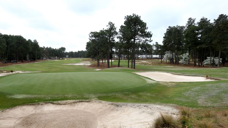 A general view of the 16th hole during the 2014 U.S. Open Preview Day at Pinehurst No. 2 on April 14, 2014