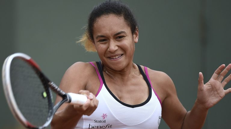 Heather Watson returns the ball during the 2014 French Open