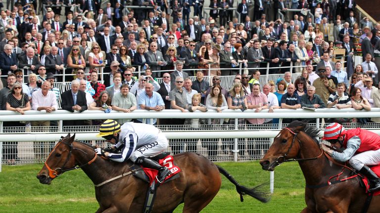 Graham Lee (white with yellow cap) wins The Betfred supports Jack Berry House Stakes during day two of the Dante Festival at York Racecourse. PRESS ASSOCIA