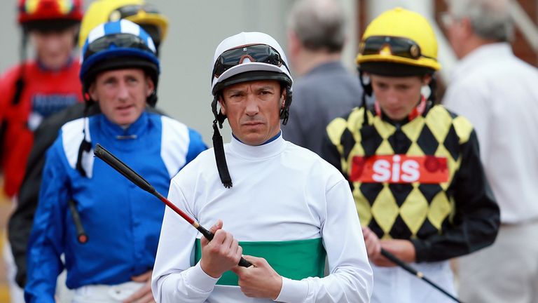 Frankie Dettori leads the jockeys out for the opener at Newbury...