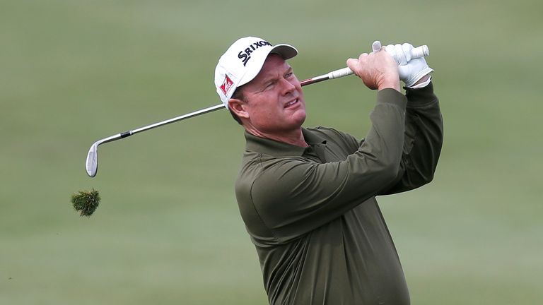 Joe Durant hits from the third fairway during the first round of the 2014 Senior PGA Championship