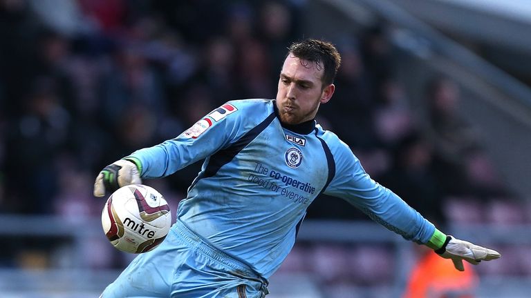 NORTHAMPTON, ENGLAND - FEBRUARY 09:  Josh Lillis of Rochdale in action during the npower League Two match between Northampton Town and Rochdale