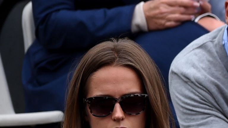 Kim Sears watches Andy Murray's match against Andrey Golubev at the French Open