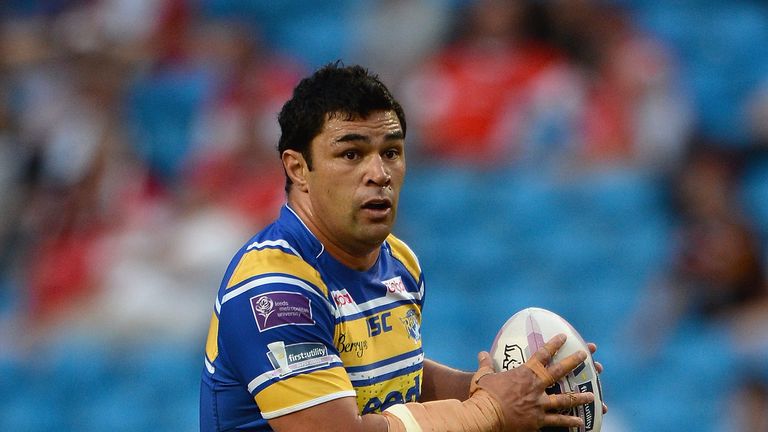 Kylie Leuluai of Leeds Rhinos in action during the Super League 