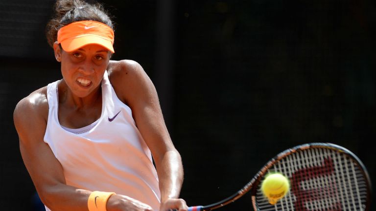 Madison Keys of the USA in action against Alison Riske of the USA during day two of the Internazionali BNL d'Italia