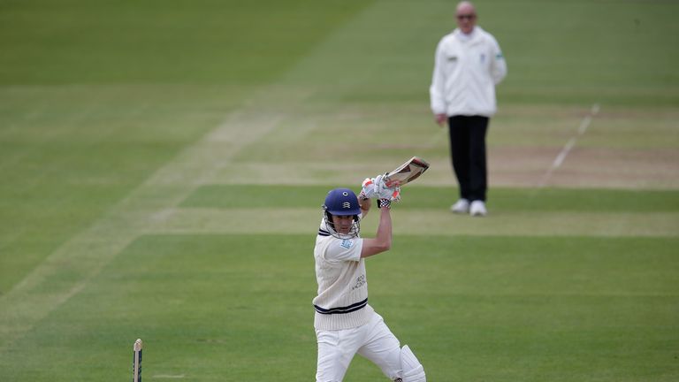 Neil Dexter of Middlesex hits out during day two of the LV= County Championship match against Lancashire at Lord's