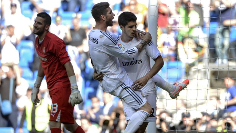 Alvaro Morata celebrates after scoring Real Madrid's second goal