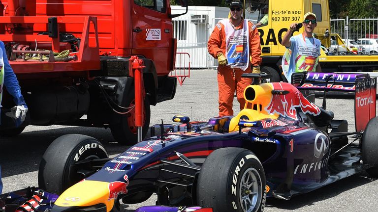 Vettel's RB10 was again parked up at the side of the track