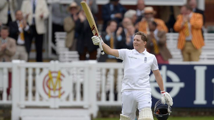 Gary Ballance of England celebrates reaching his century during day four of 1st Test match between England and Sri Lanka