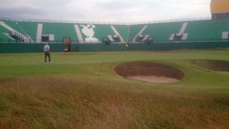 The 18th hole at Royal Liverpool in Hoylake staging The Open in 2014