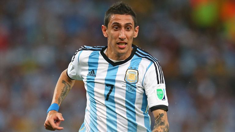 Angel di Maria of Argentina in action during the 2014 FIFA World Cup Brazil Group F match between Argentina and Bosnia