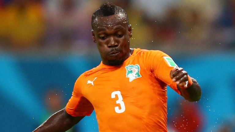 Arthur Boka of the Ivory Coast during the 2014 FIFA World Cup Brazil Group C match  between the Ivory Coast and Japan 