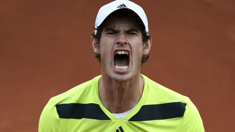 - Great Britains Andy Murray celebrates his victory over Frances Gael Monfils at the end of their French Open quarter-final match at Roland Garros