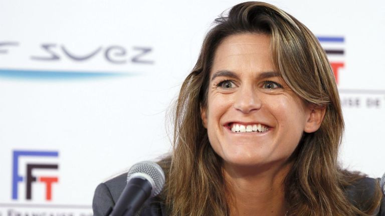 - French former tennis player and French Fed Cup Tennis Captain, Amelie Mauresmo, gives a press conference on January 30, 2013 in Paris, during the 21st edition of the Paris WTA Open