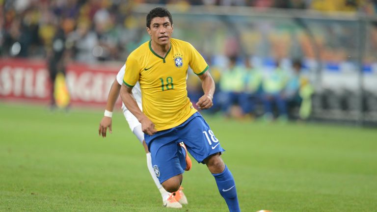 JOHANNESBURG, SOUTH AFRICA - MARCH 05: Paulinho of Brazil during the International Friendly match between South Africa and Brazil at FNB Stadium on March 0