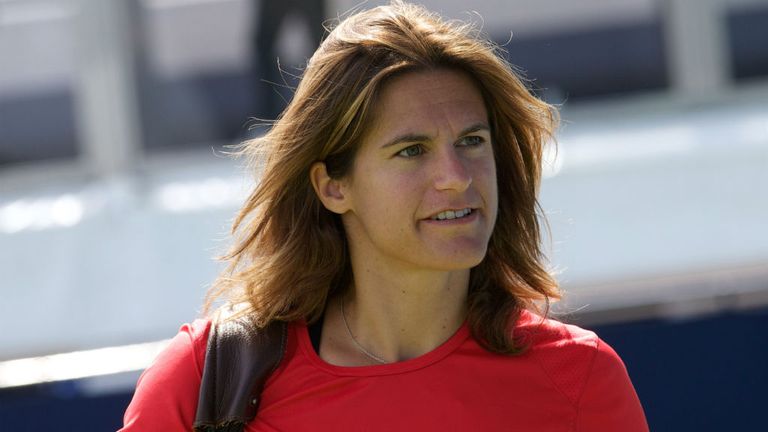 Andy Murray's newly-appointed French coach Amelie Mauresmo leaves at the end of a practice session at the Aegon Championships