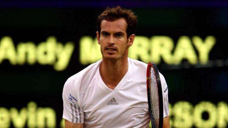 Andy Murray celebrates during his fourth round match against Kevin Anderson
