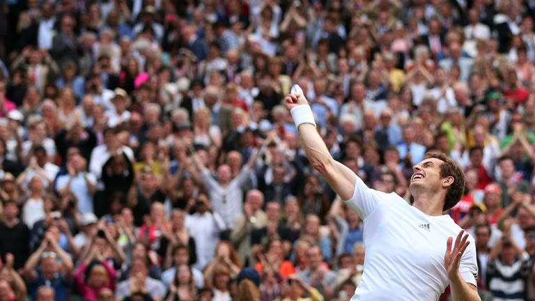 Andy Murray throws his wristband into the crowd after his quarter-final match against Fernando Verdasco