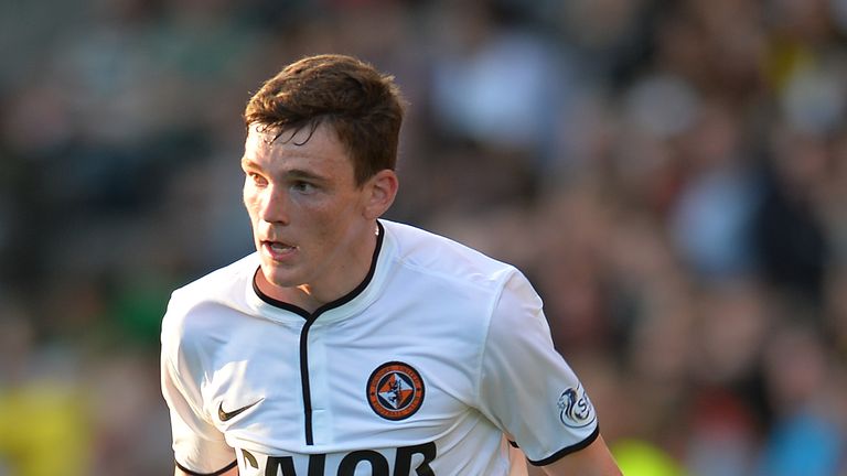 Andrew Robertson of Dundee United in action during the Scottish Premiership League match between Partick Thistle and Dundee 