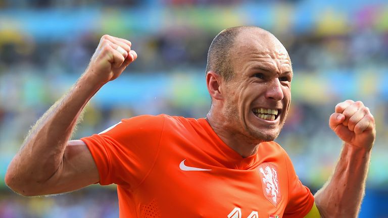 Arjen Robben celebrates 