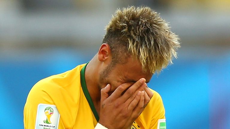 An emotional Neymar after Brazil's World Cup last-16 win over Chile in Belo Horizonte