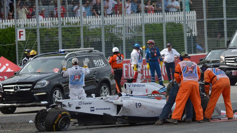 The crashed car of Felipe Massa