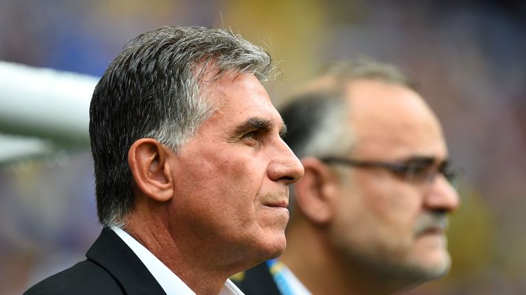 Head coach Carlos Queiroz of Iran looks on prior to the 2014 FIFA World Cup Brazil Group F match between Bosnia and Herzegovina
