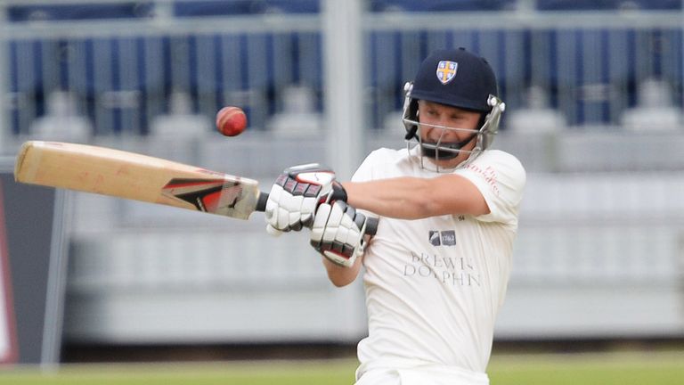 CHESTER-LE-STREET, ENGLAND - JUNE 02:  Scott Borthwick of Durham plays a shot during The LV County Championship match between Durham and Middlesex at The R
