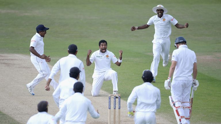 Dhammika Prasad. England v Sri Lanka. Second Test, Headingley. June 23 2014.