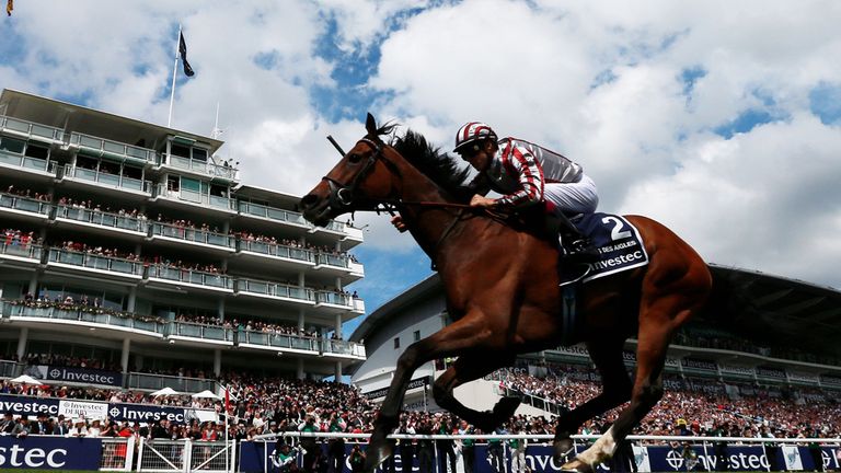 Cirrus Des Aigles ridden by Christophe Soumillon on their way to victory in the Investec Coronation Cup